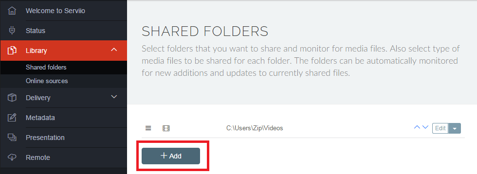 Add new shared folder